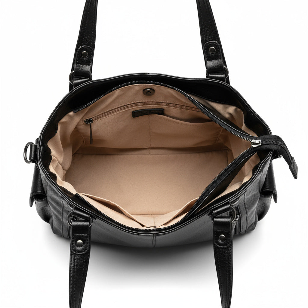 Sac à main femme cabas épaule en cuir – Grande capacité, multi-poches