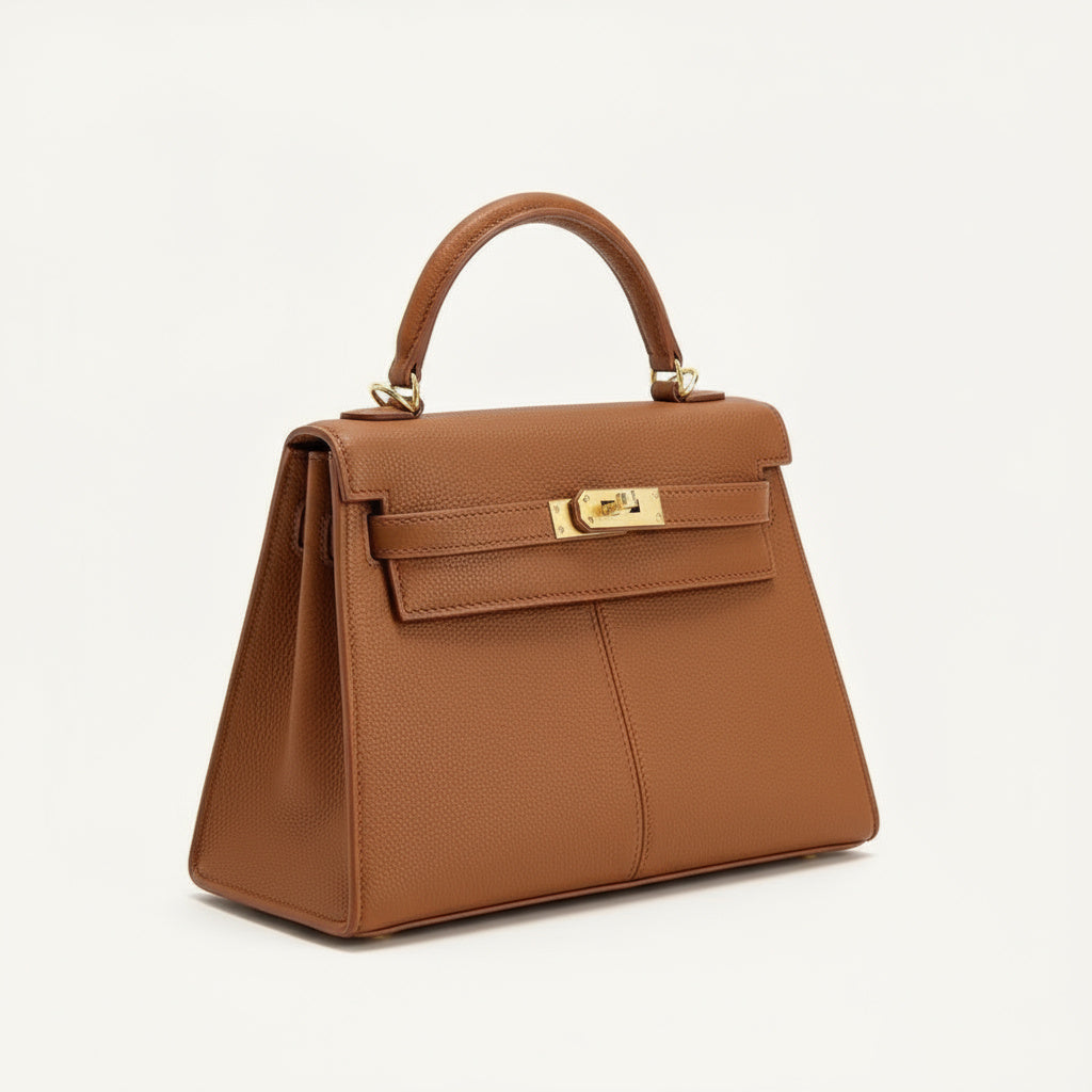 Sac à Main Femme Élégant en Cuir avec Fermoir Doré