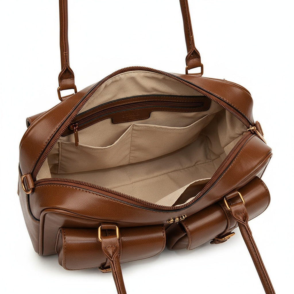 Sac à Main Femme Multi-Poches pour Voyage, Travail et Shopping – Marron