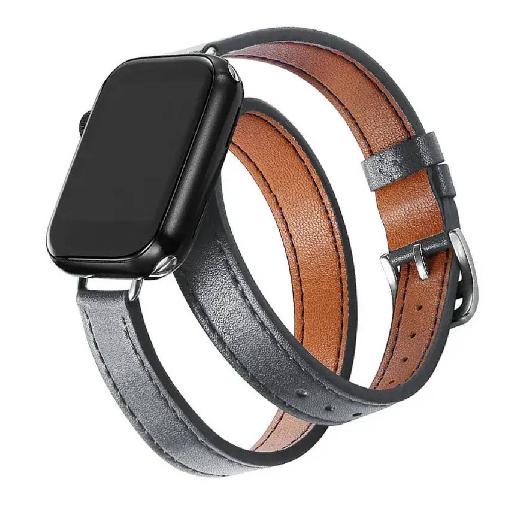 Bracelet Double Tour en Cuir pour Apple Watch – Luxe et Style Unique