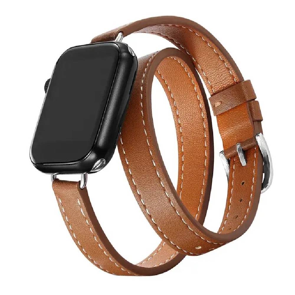 Bracelet Double Tour en Cuir pour Apple Watch – Luxe et Style Unique