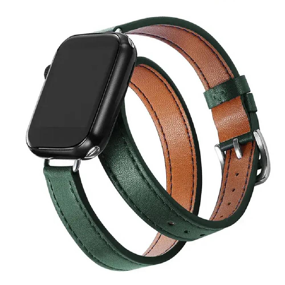 Bracelet Double Tour en Cuir pour Apple Watch – Luxe et Style Unique