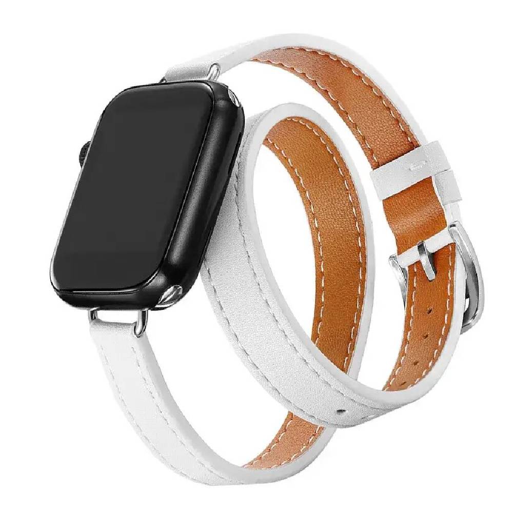 Bracelet Double Tour en Cuir pour Apple Watch – Luxe et Style Unique
