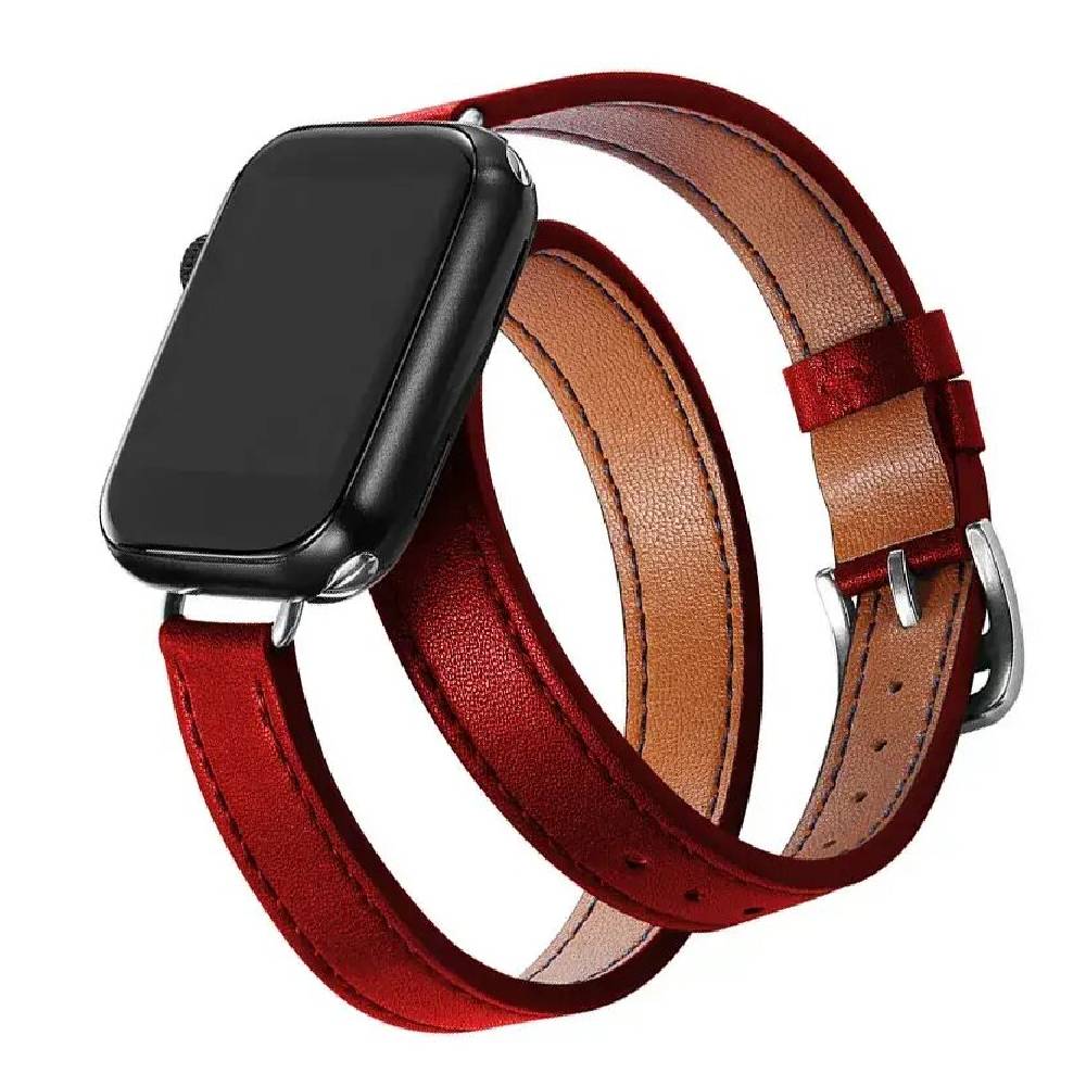 Bracelet Double Tour en Cuir pour Apple Watch – Luxe et Style Unique