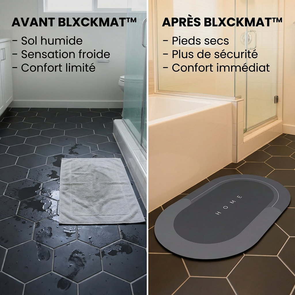 BLXCKMAT™ | Le tapis de bain qui sèche vos pieds en quelques secondes