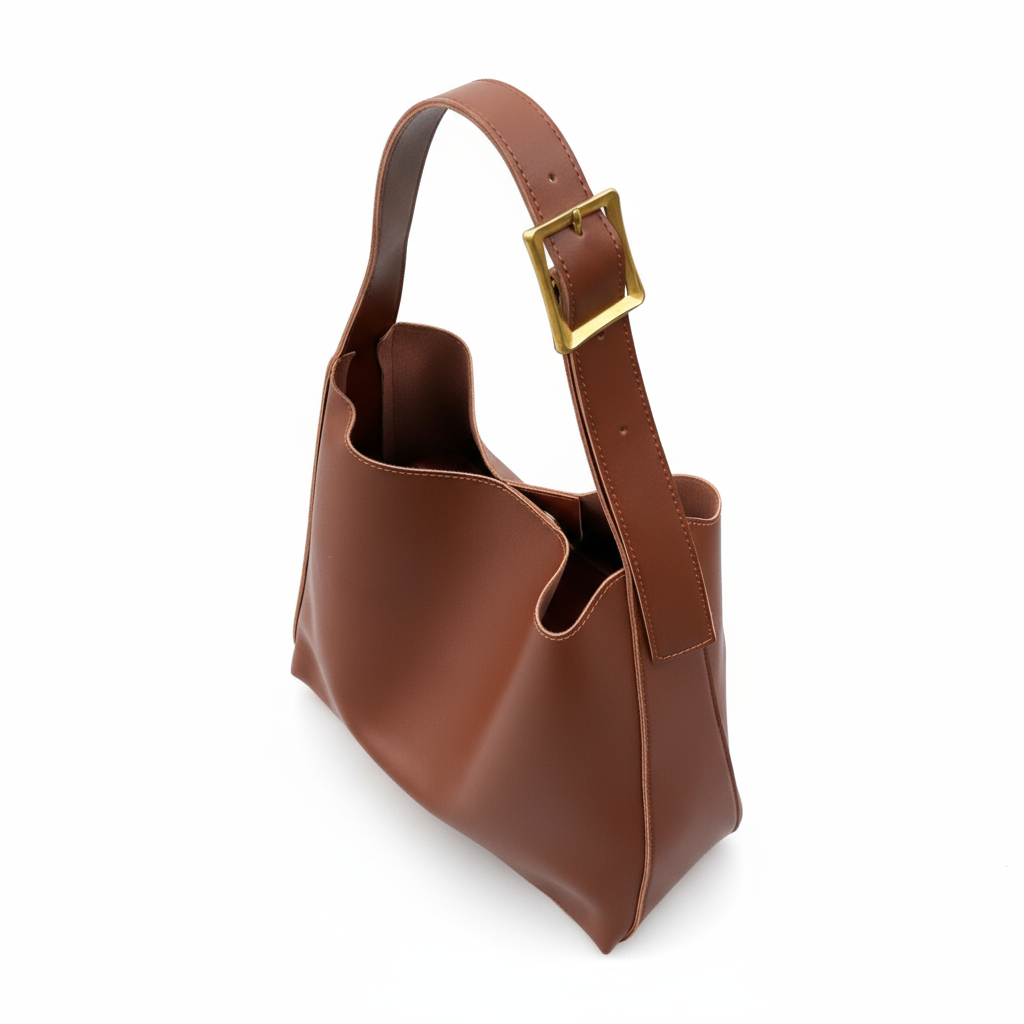 Sac à Épaule en Cuir avec Pochette Assortie