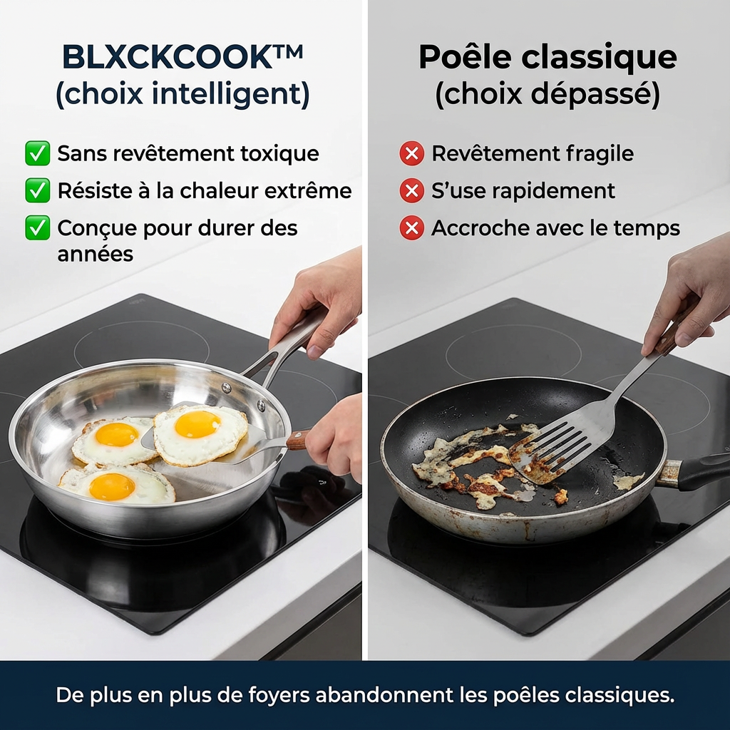 BLXCKCOOK™ Poêle Inox | Cuisinez sainement, sans revêtement toxique