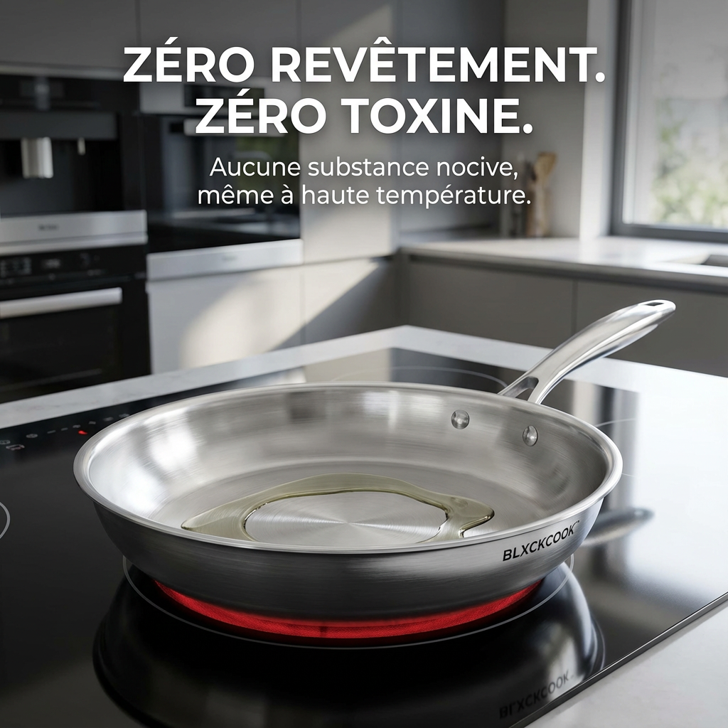 BLXCKCOOK™ Poêle Inox | Cuisinez sainement, sans revêtement toxique