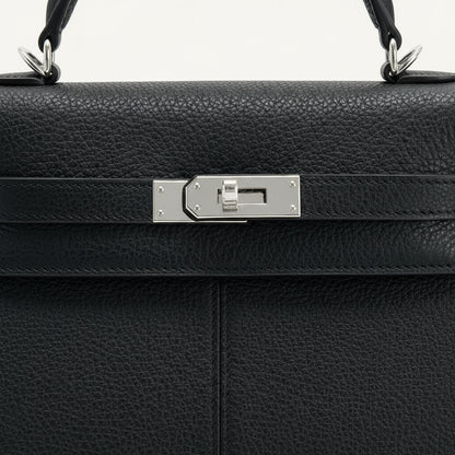 Sac à Main Femme Élégant en Cuir Noir avec Fermoir Doré