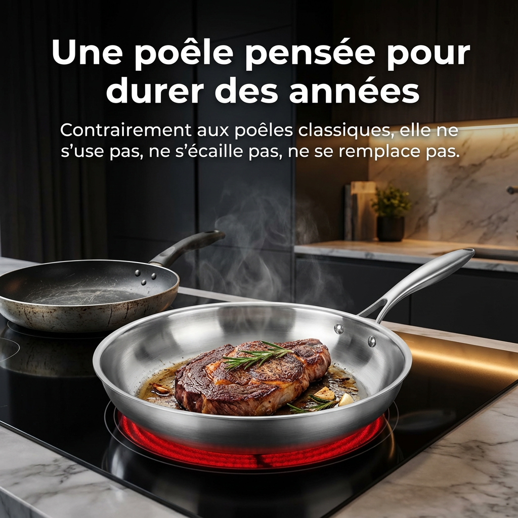 BLXCKCOOK™ Poêle Inox | Cuisinez sainement, sans revêtement toxique