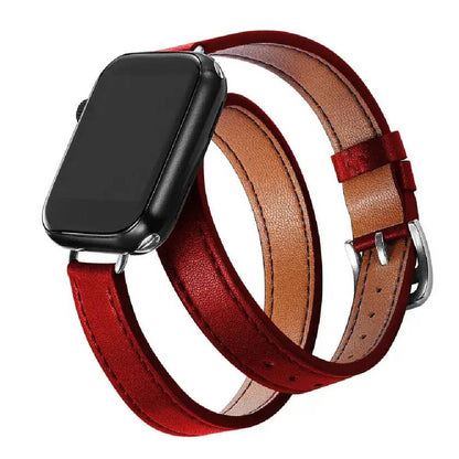 Bracelet Double Tour en Cuir pour Apple Watch – Luxe et Style Unique