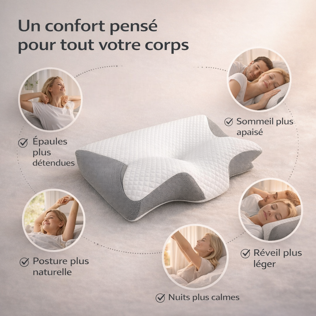 BLXCKREST™ Oreiller Cervical | Soulage la nuque, améliore le sommeil