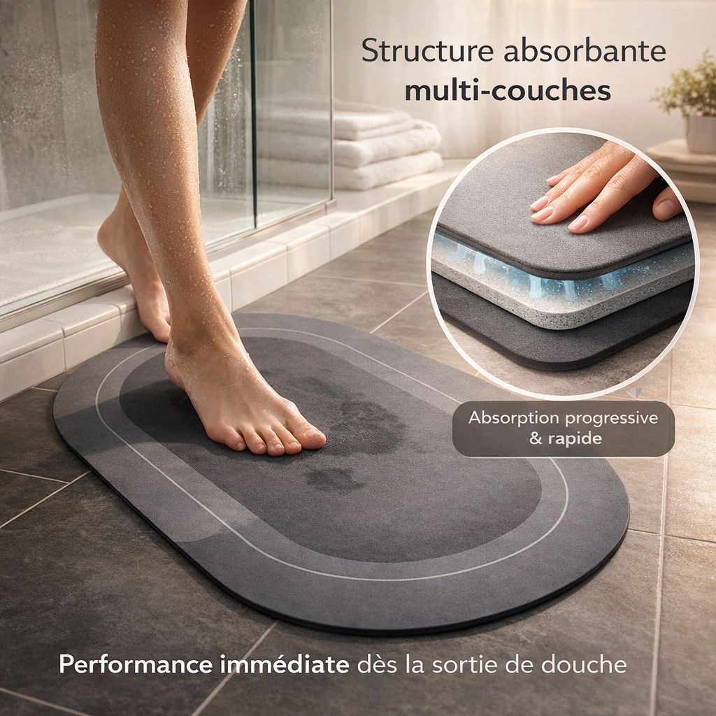BLXCKMAT™ | Le tapis de bain qui sèche vos pieds en quelques secondes