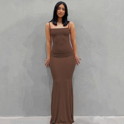 Robe Longue à Bretelles Spaghetti pour Femme