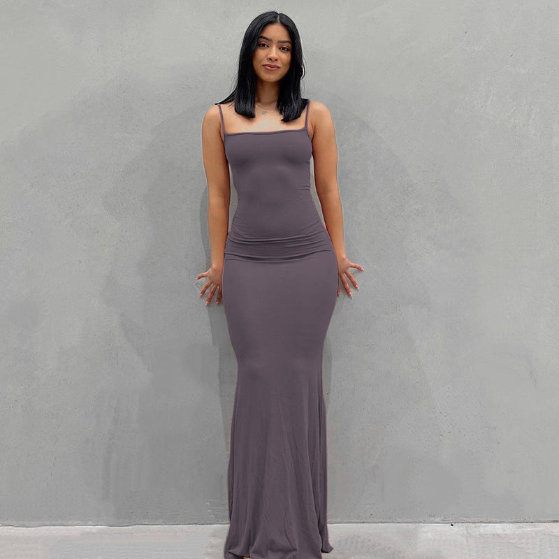 Robe Longue à Bretelles Spaghetti pour Femme