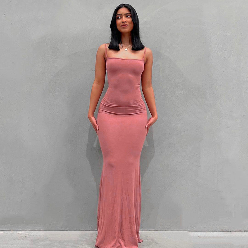 Robe Longue à Bretelles Spaghetti pour Femme