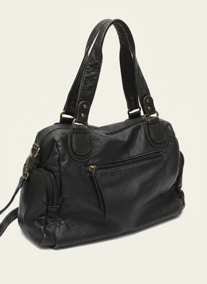 Sac à Bandoulière Vintage Femme – Cuir Élégant avec Poches Zippées