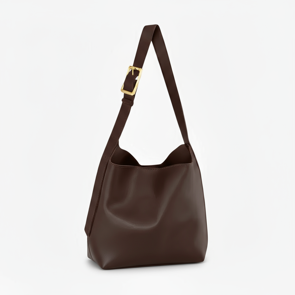 Sac à Épaule en Cuir avec Pochette Assortie