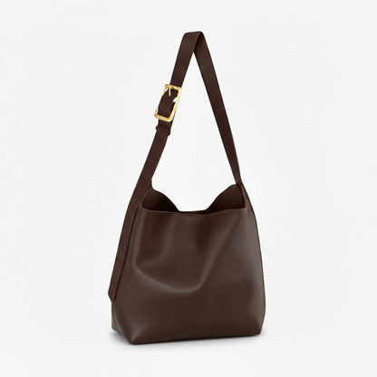Sac à Épaule en Cuir avec Pochette Assortie