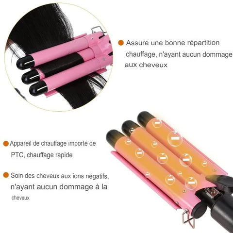 Boucleur 3 tetes fer à friser 3 Barrel