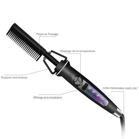 Peigne Chauffant avec brosse chauffante