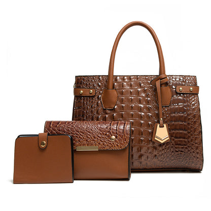Sac crocodile 3 pièces - Sac a main croco noir
