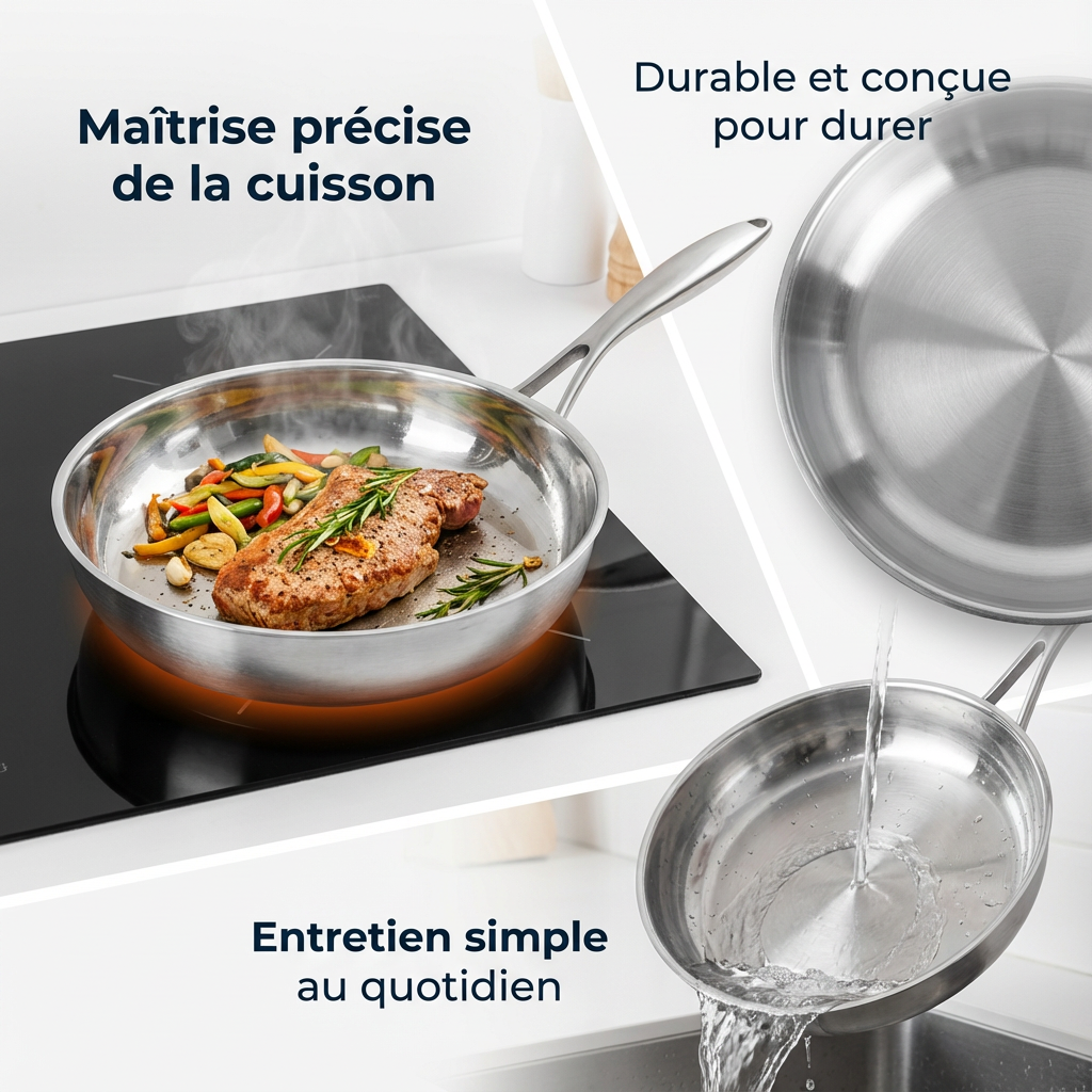 BLXCKCOOK™ Poêle Inox | Cuisinez sainement, sans revêtement toxique