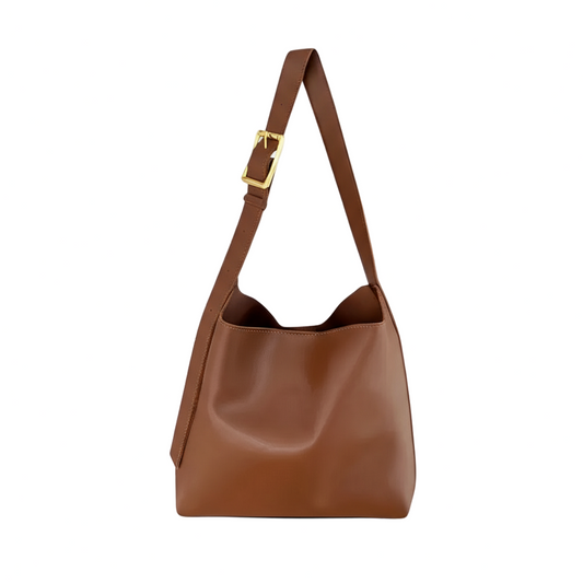 Sac à Épaule en Cuir avec Pochette Assortie