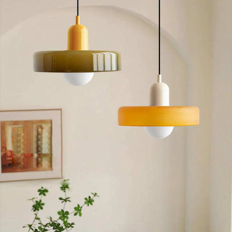 Suspension en Verre Coloré – Lustre Design Style Bauhaus