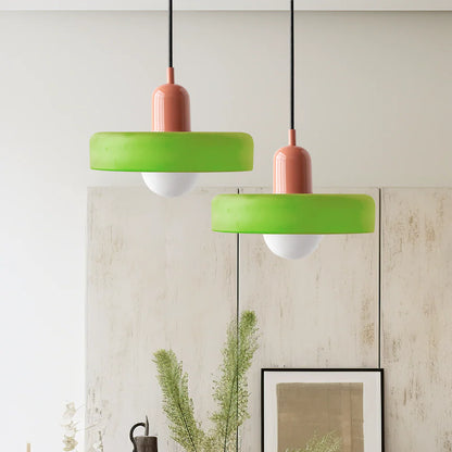 Suspension en Verre Coloré – Lustre Design Style Bauhaus