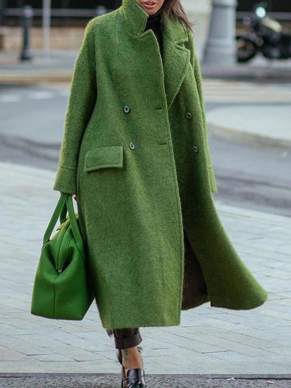 Manteau long femme pour automne et hiver avec Ample, Col à revers - Blxck France