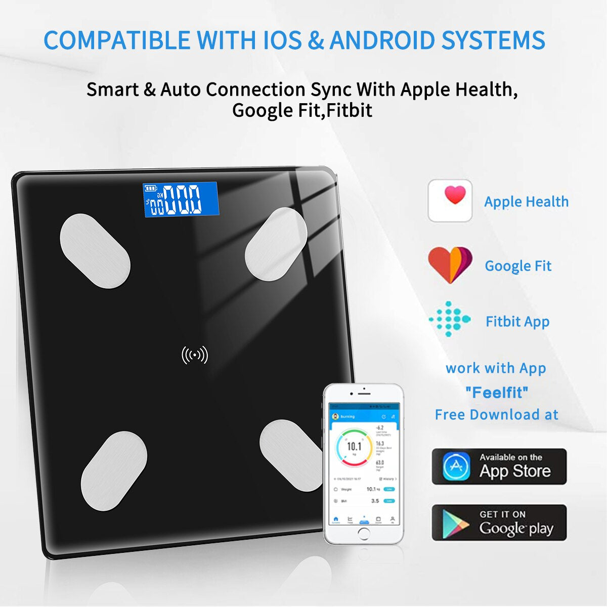 Balance Connectée FIT+ Poids, IMC, Analyse de la composition corporelle - Blxck France
