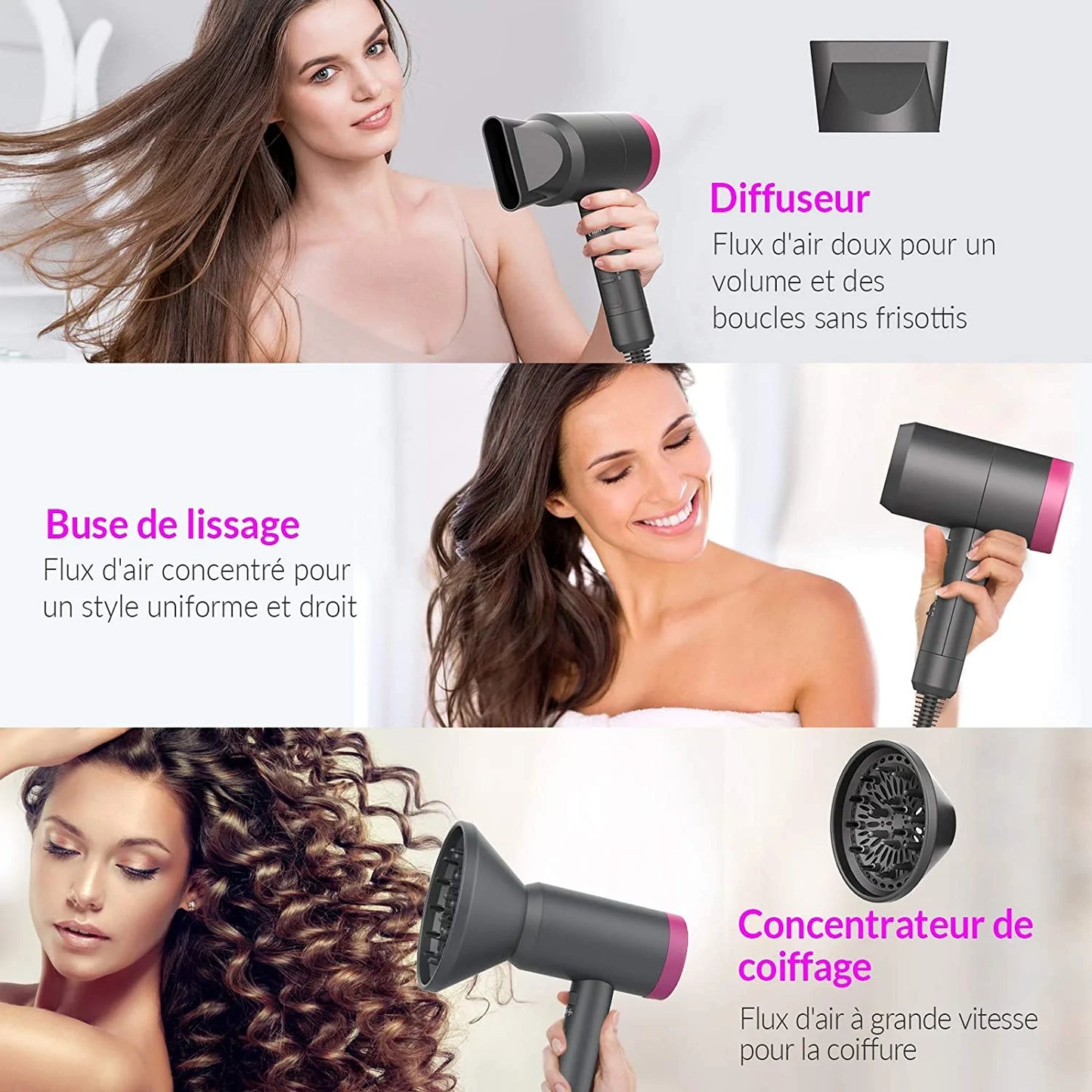 Sèche-Cheveux Professionnel Ionique Ultra-léger - Blxck France