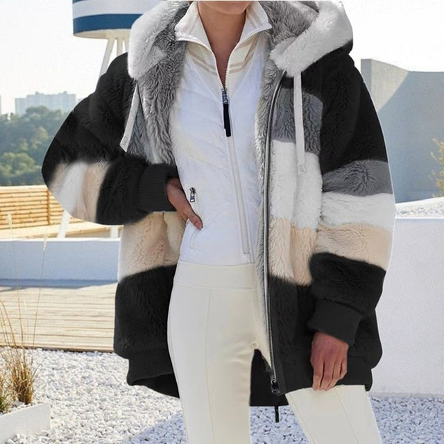 Manteau à capuche - Veste fourrure femme - Blxck France