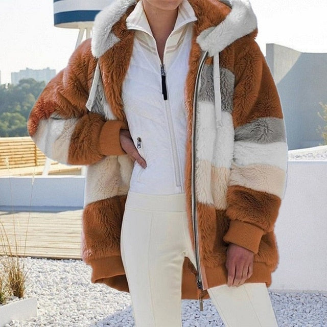 Manteau à capuche - Veste fourrure femme - Blxck France