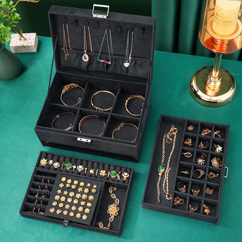 Boîte à Bijoux En Velours avec Tiroir pour Filles et Femmes - Blxck France