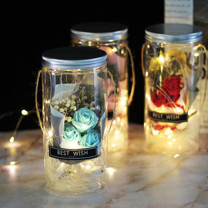 Rose éternelle enchantée en cloche de verre avec éclairage - Blxck France