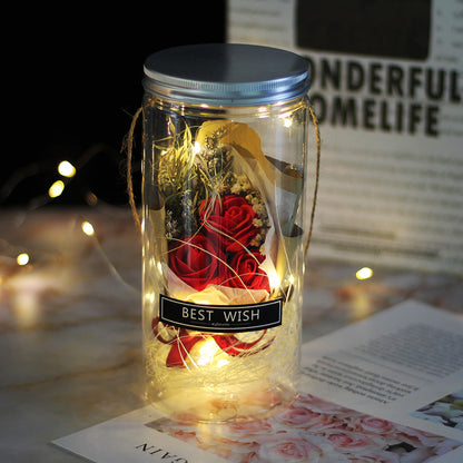 Rose éternelle enchantée en cloche de verre avec éclairage - Blxck France