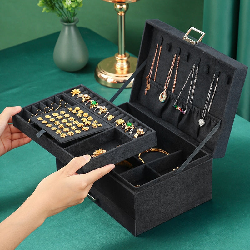 Boîte à Bijoux En Velours avec Tiroir pour Filles et Femmes - Blxck France