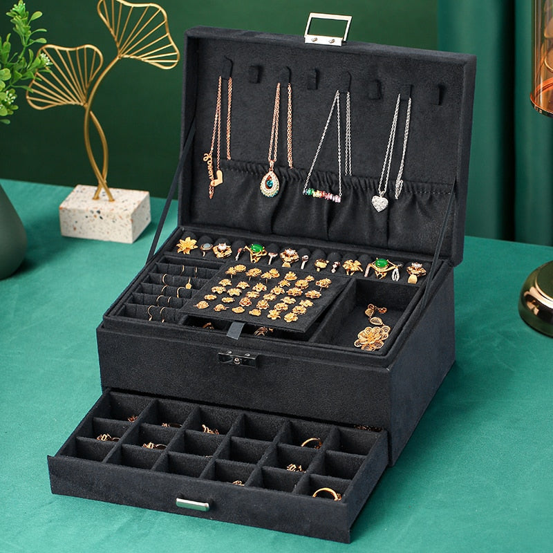 Boîte à Bijoux En Velours avec Tiroir pour Filles et Femmes - Blxck France