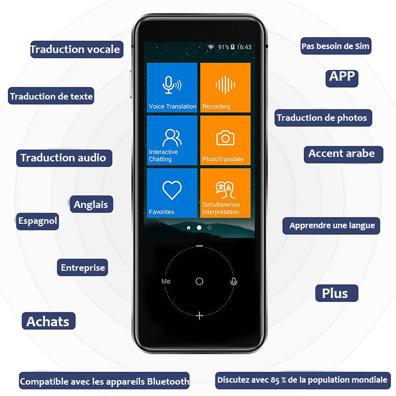 Traducteur photo audio hors ligne 107 langues avec écran tactile - Blxck France