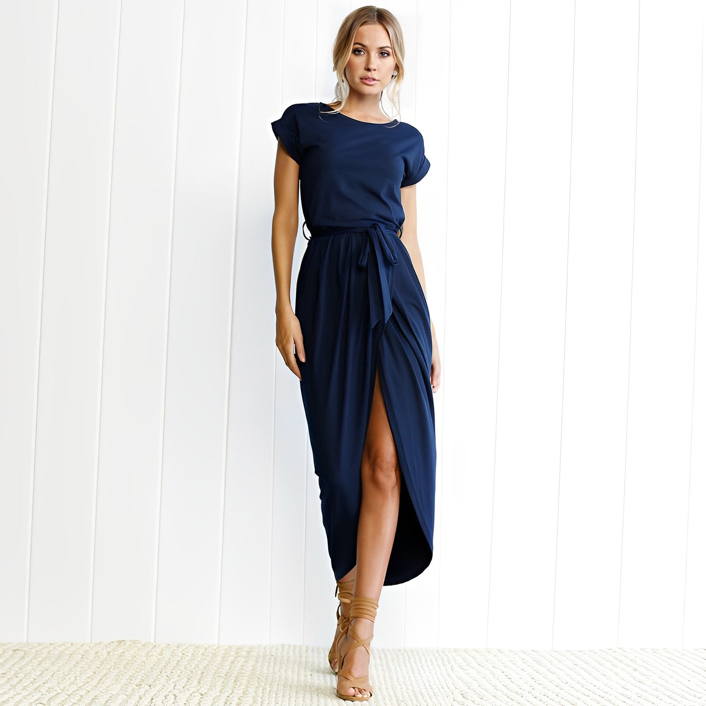Robe longue a manche courte légère été fluide