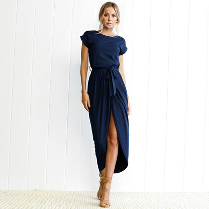 Robe longue a manche courte légère été fluide