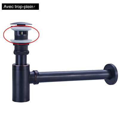 Siphon lavabo noir en laiton avec vidange Pop-Up - Blxck France