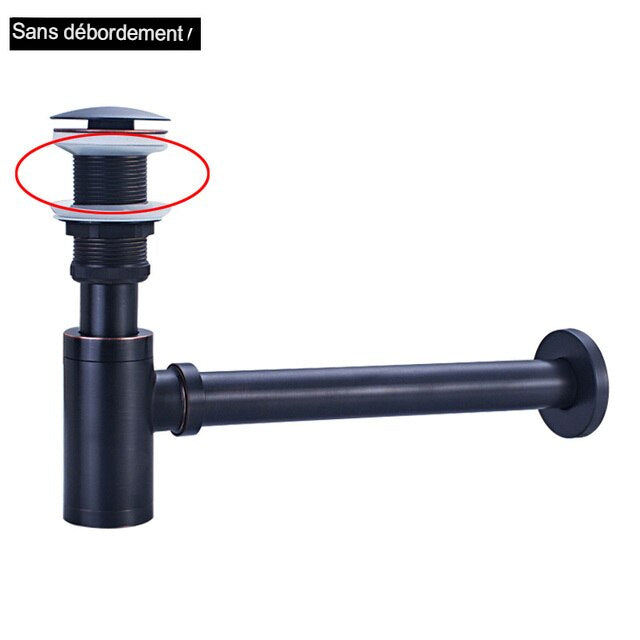 Siphon lavabo noir en laiton avec vidange Pop-Up - Blxck France