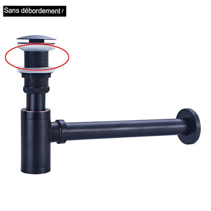 Siphon lavabo noir en laiton avec vidange Pop-Up - Blxck France