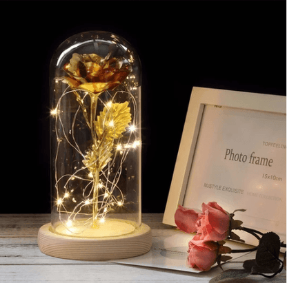 Rose Éternelle Enchantée lumineuse sous cloche - Idée Cadeau Femme - Blxck France