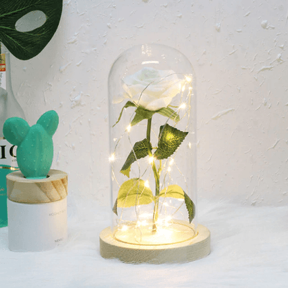 Rose Éternelle Enchantée lumineuse sous cloche - Idée Cadeau Femme - Blxck France