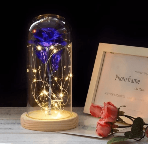 Rose Éternelle Enchantée lumineuse sous cloche - Idée Cadeau Femme - Blxck France