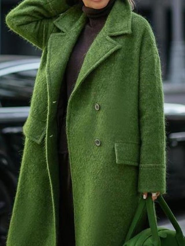 Manteau long femme pour automne et hiver avec Ample, Col à revers - Blxck France
